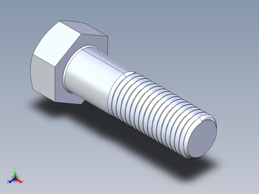 UNC 六角螺栓-Hex Bolt 0.875-9 x 3正等轴测图