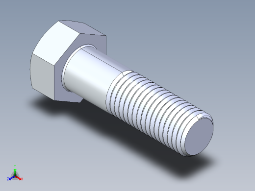 UNC 六角螺栓-Hex Bolt 0.875-9 x 3正等轴测缩略图