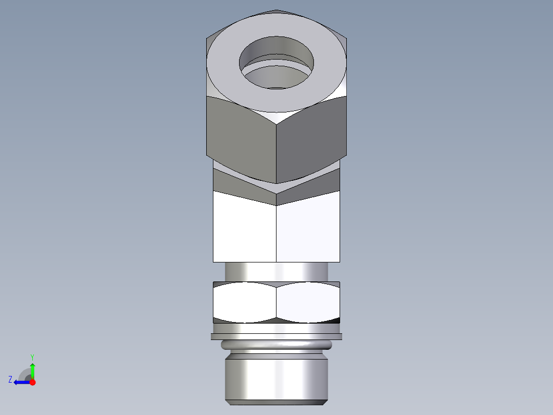 卡套式工业通用硬管接头EO_Adjustable_locknut_45_deg_elbow_VEE16SMORCF右视图