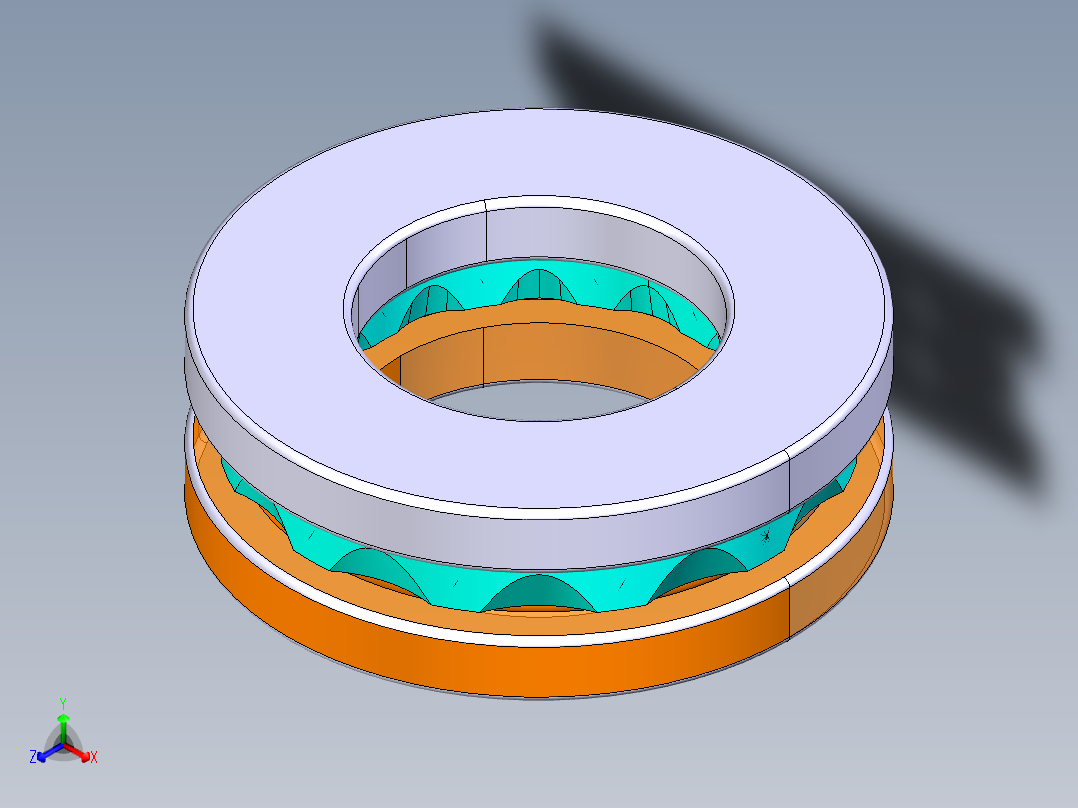 平面推力球轴承51309正等轴测图