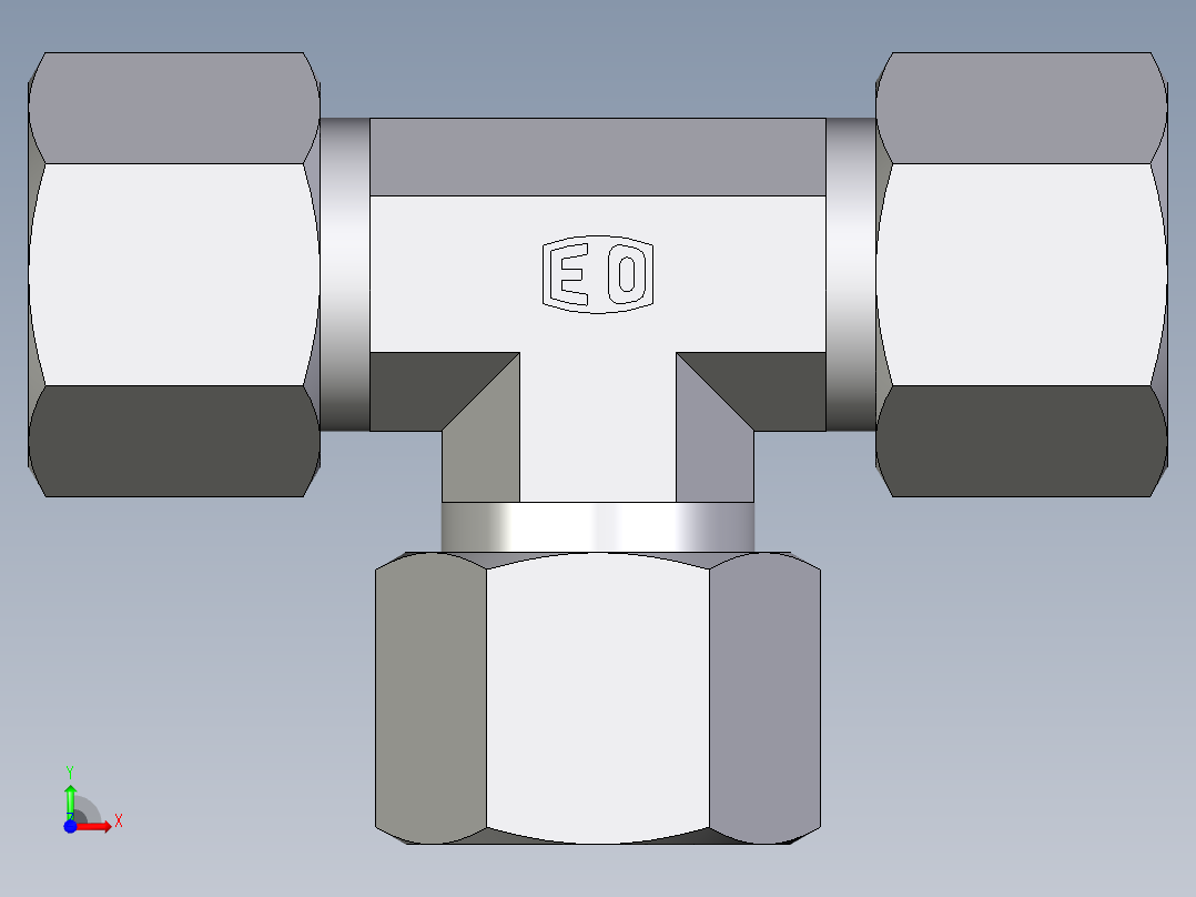 卡套式工业通用硬管接头EO_Union_tee_T14ZSCF前视图