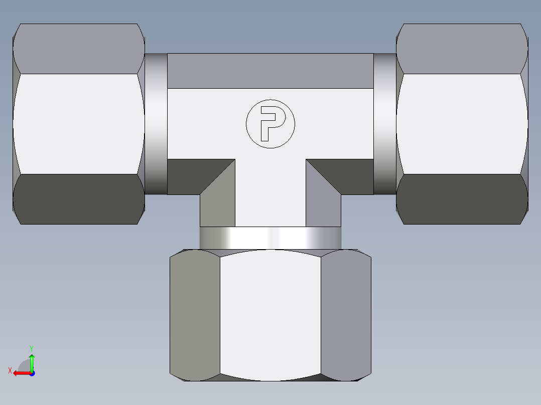 卡套式工业通用硬管接头EO_Union_tee_T14ZSCF后视图