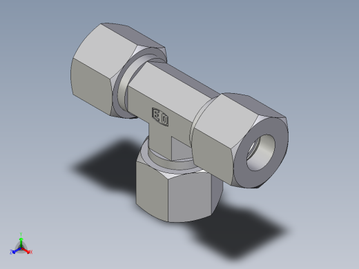 卡套式工业通用硬管接头EO_Union_tee_T14ZSCF正等轴测缩略图