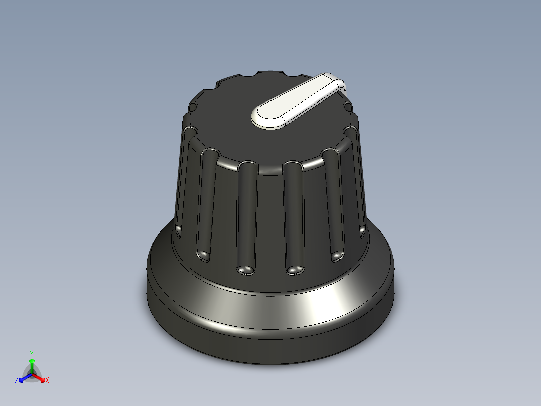 用于旋转编码器的带6mmD轴的16mm旋钮正等轴测图