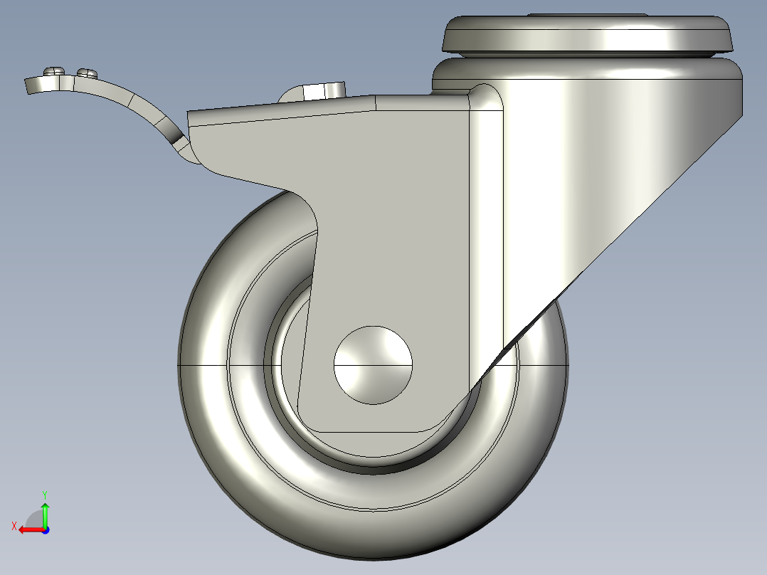 标准脚轮-WH-5083H-76 3in SWIVEL BRAKE BOLT HOLE H=104后视图