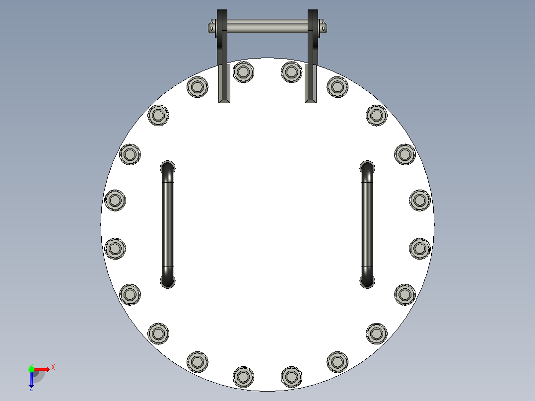 管道舱口压紧结构俯视图
