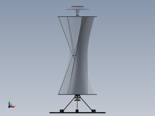 Savonius VAWT 3叶垂直轴风力发电机简易模型3D图纸 Solidworks前视缩略图