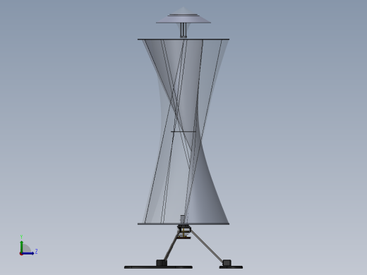 Savonius VAWT 3叶垂直轴风力发电机简易模型3D图纸 Solidworks左视缩略图