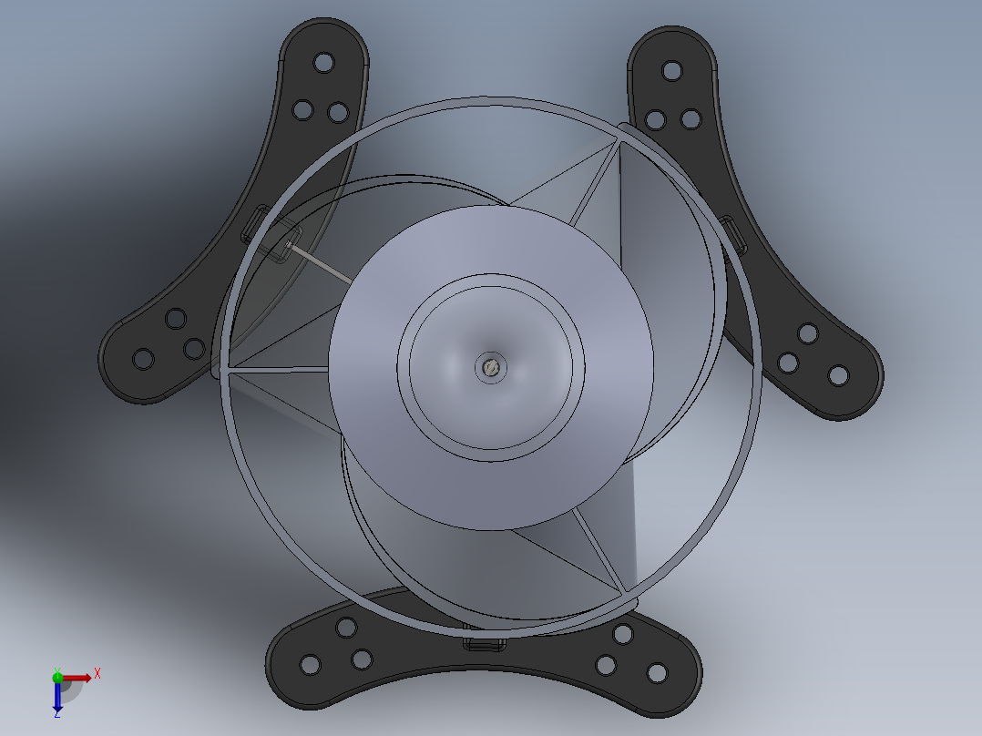 Savonius VAWT 3叶垂直轴风力发电机简易模型3D图纸 Solidworks俯视图