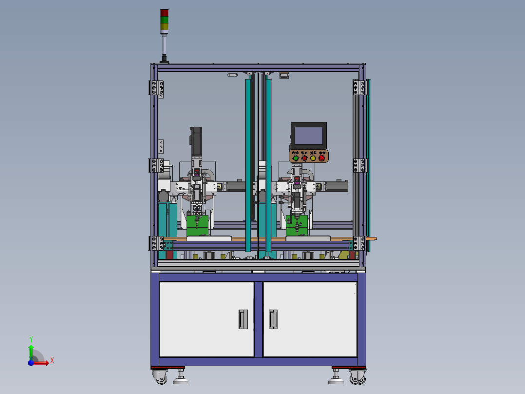 在线式双工位PCB板螺丝机sw2018可编辑前视图