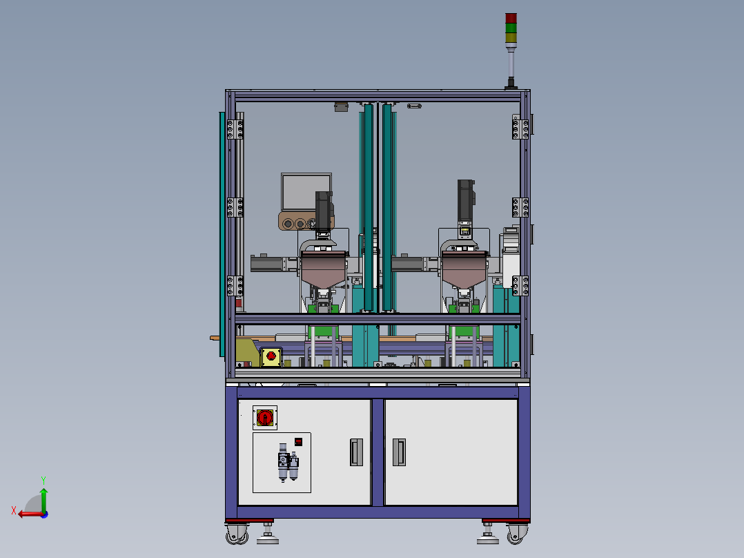 在线式双工位PCB板螺丝机sw2018可编辑后视图