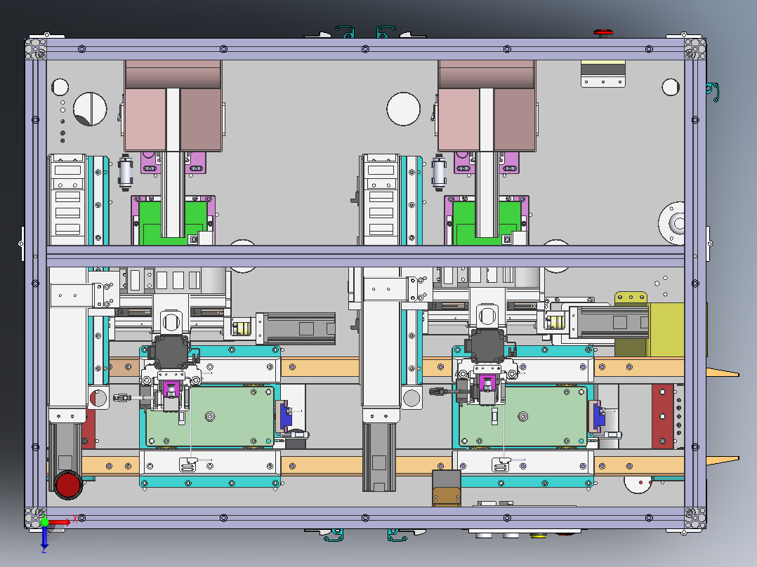 在线式双工位PCB板螺丝机sw2018可编辑俯视图