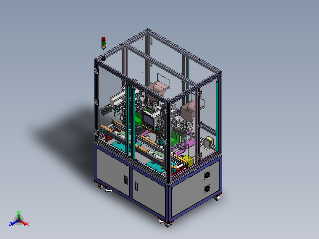 在线式双工位PCB板螺丝机sw2018可编辑正等轴测图