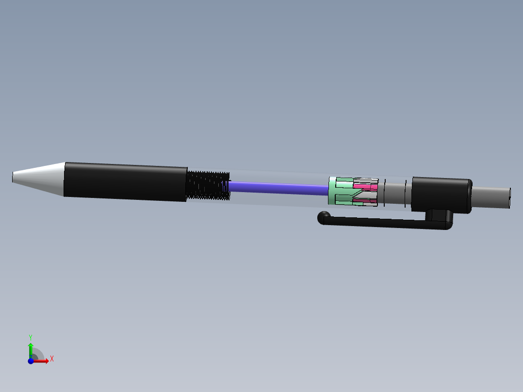 按压圆珠笔设计模型前视图