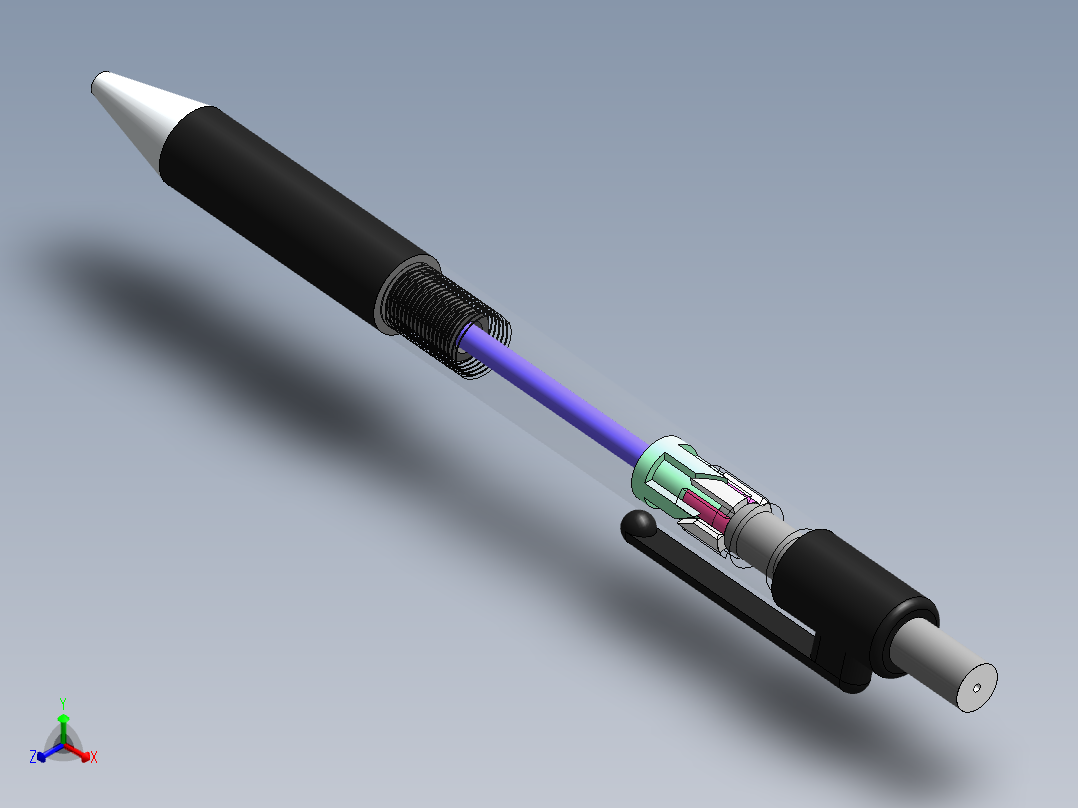 按压圆珠笔设计模型正等轴测图