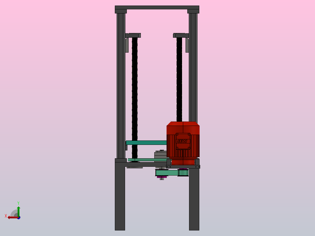 双丝杆抬升机构后视图