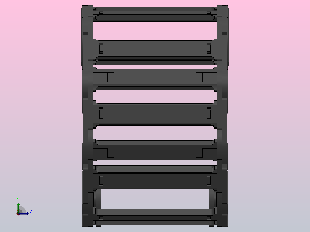 弯曲半径135内高60两侧打开型桥式拖链_DMD60BD-30-200-135R-30左视图