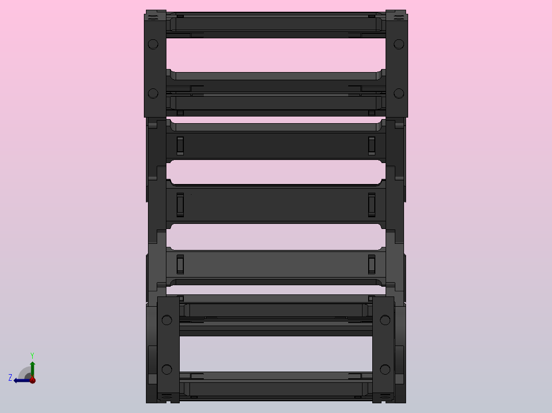弯曲半径135内高60两侧打开型桥式拖链_DMD60BD-30-200-135R-30右视图