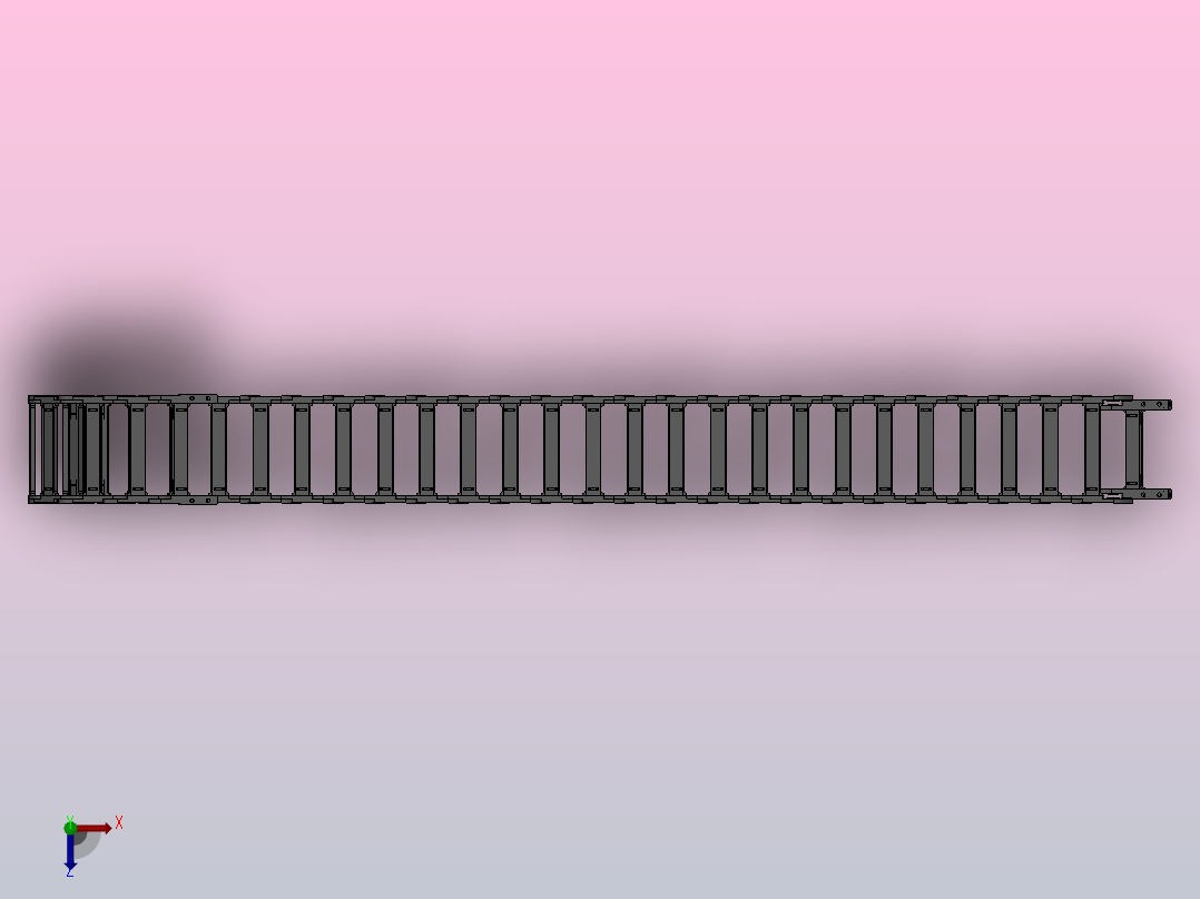 弯曲半径135内高60两侧打开型桥式拖链_DMD60BD-30-200-135R-30俯视图