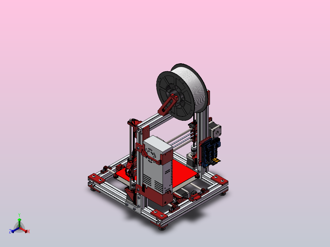 Rebel II 3D 打印机正等轴测图