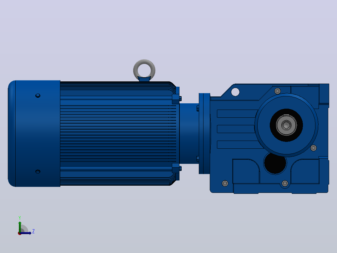 K87底脚轴伸式安装螺旋锥齿轮减速机K87-YV15-4P-19.45-M1-0°-A+B左视图