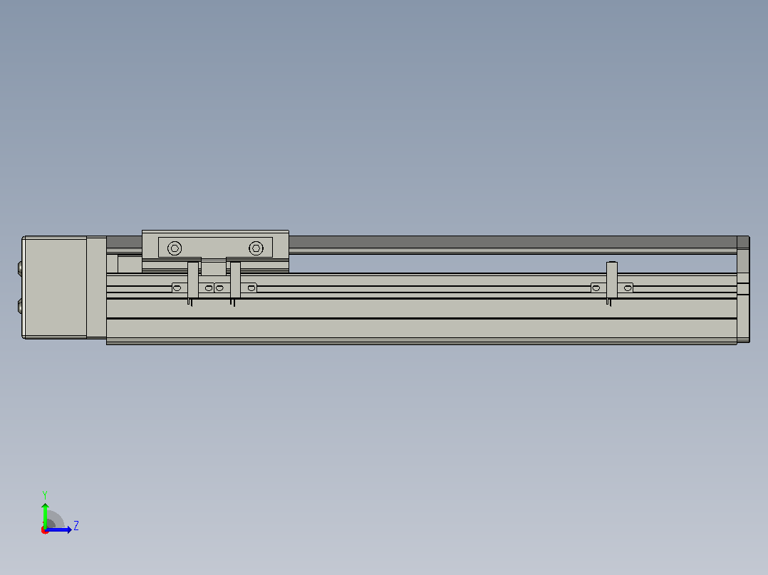 SYS12-BR-200-200W滚珠花健、支撑座、滚珠丝杠、交叉导轨、直线模组.STEP左视图