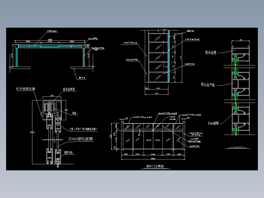 电动 移门 感应门cad图纸