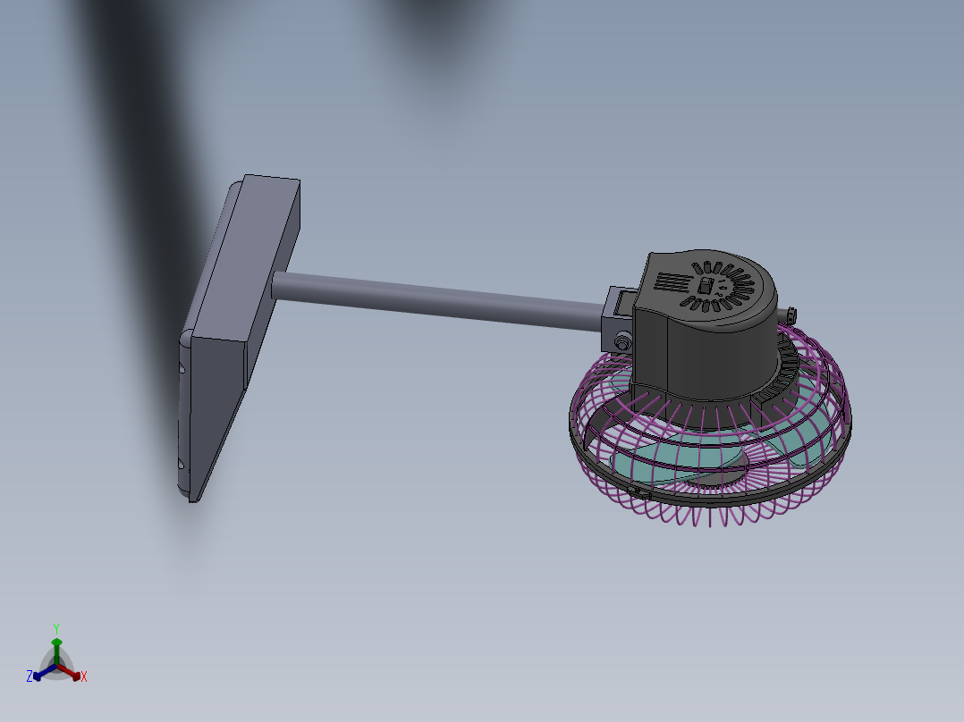 太阳能小风扇正等轴测图