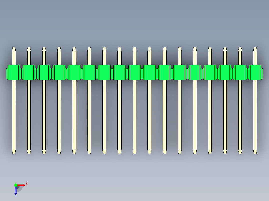 彩色公头100mil（2.54mm）系列-DS1021_green_2x17p_100mil_Type5_rev1.0俯视图