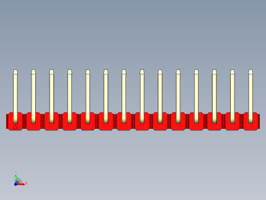 彩色公排针 100mil 2.54mm 系列-DS1022_red_14p_100mil_TypeU_rev1.0前视缩略图