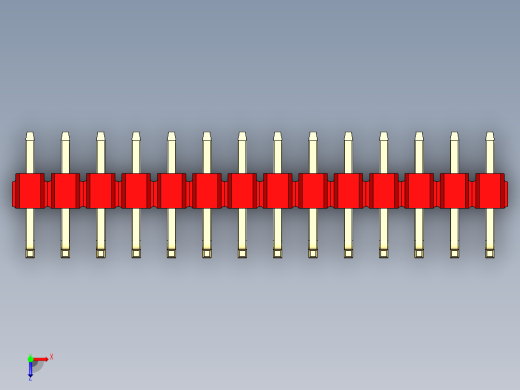 彩色公排针 100mil 2.54mm 系列-DS1022_red_14p_100mil_TypeU_rev1.0俯视缩略图