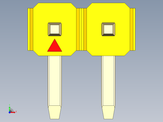 彩色公排针 100mil 2.54mm 系列-DS1022_yellow_1x02p_100mil_TypeD_rev1.0前视缩略图