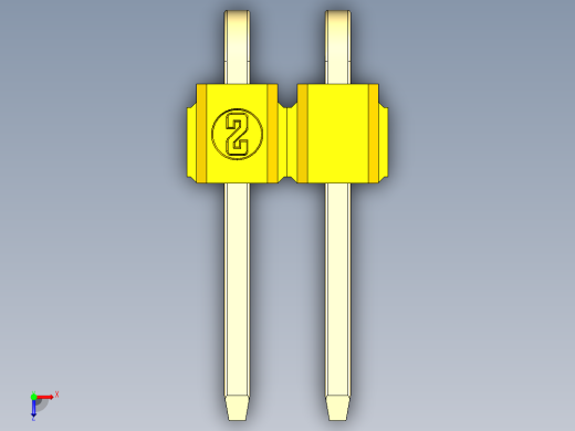彩色公排针 100mil 2.54mm 系列-DS1022_yellow_1x02p_100mil_TypeD_rev1.0俯视缩略图