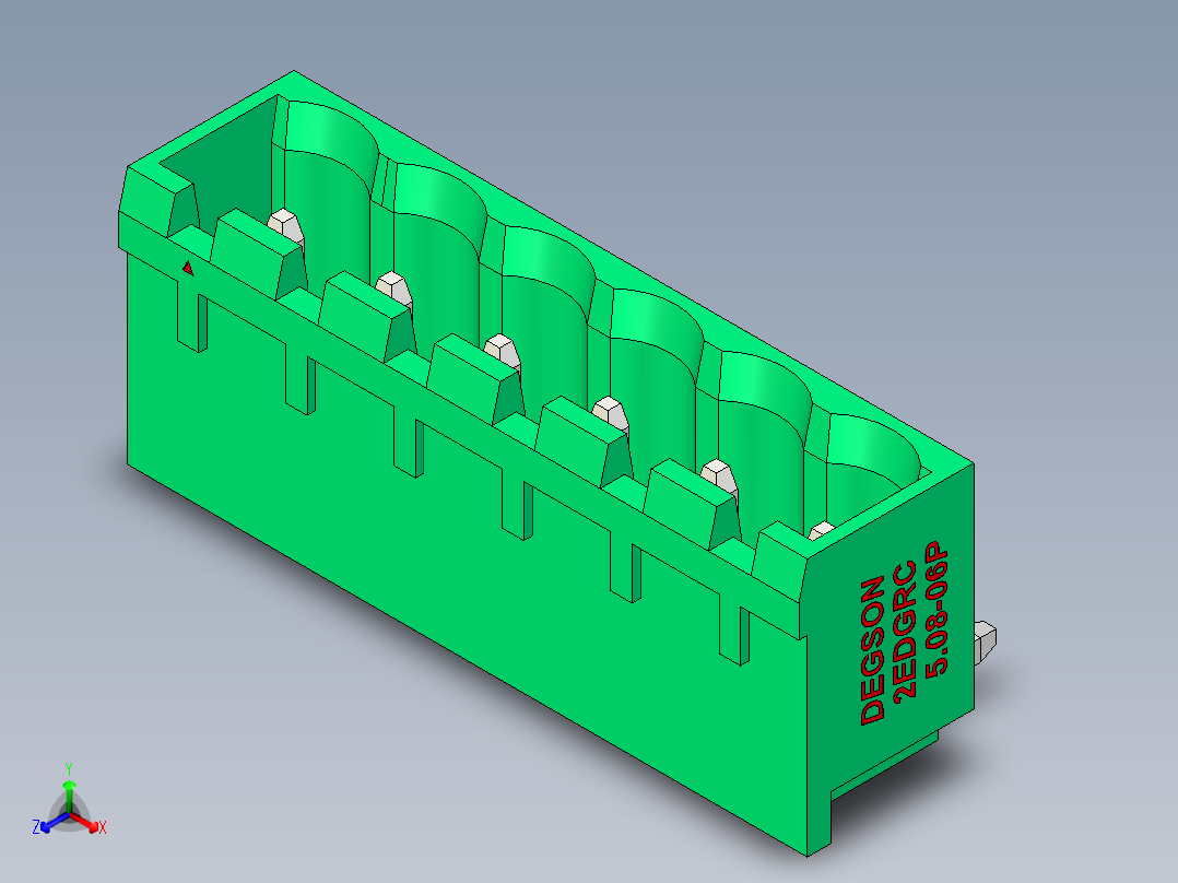 DEGSON 2EDG 系列 5.08mm 可插拔接线端子组-2EDGRC-5.08-06P-14-00AH正等轴测图