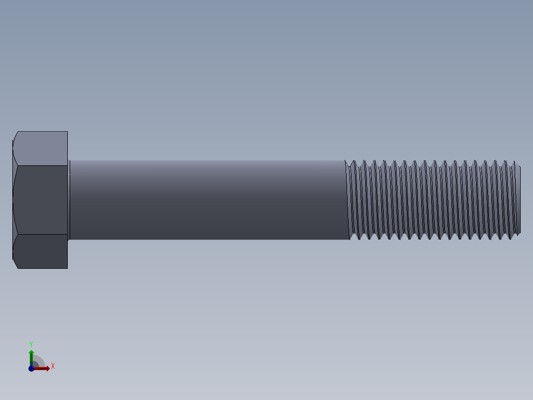 UNC 六角螺栓-Hex Bolt 0.875-9 x 5.SLDPRT前视图