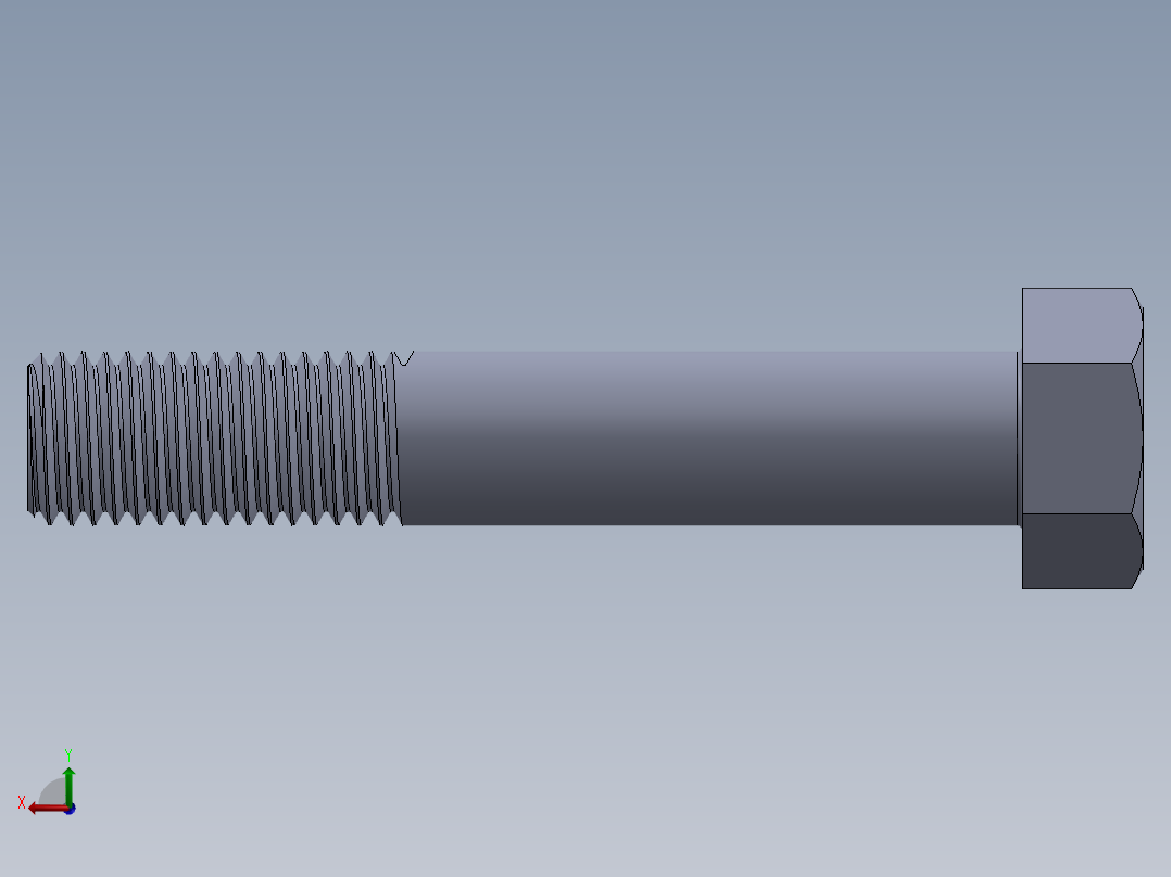 UNC 六角螺栓-Hex Bolt 0.875-9 x 5.SLDPRT后视图