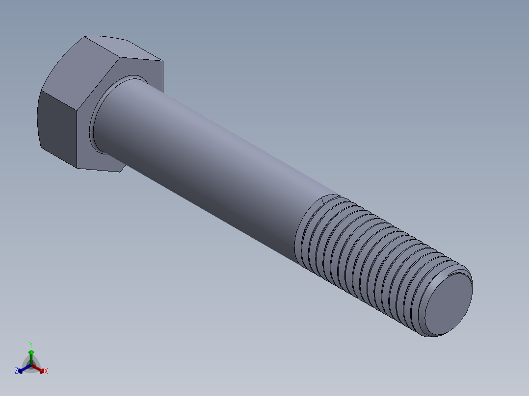 UNC 六角螺栓-Hex Bolt 0.875-9 x 5.SLDPRT正等轴测图