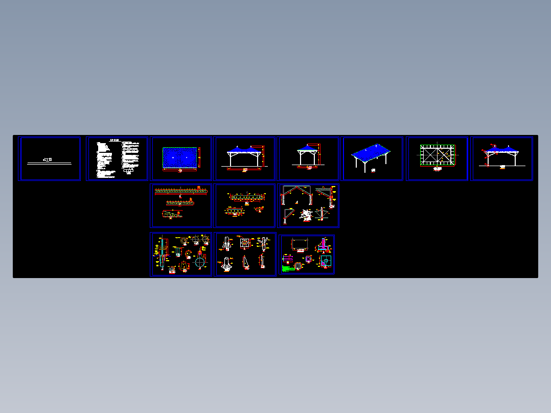 某加油站膜结构建筑设计施工CAD图纸