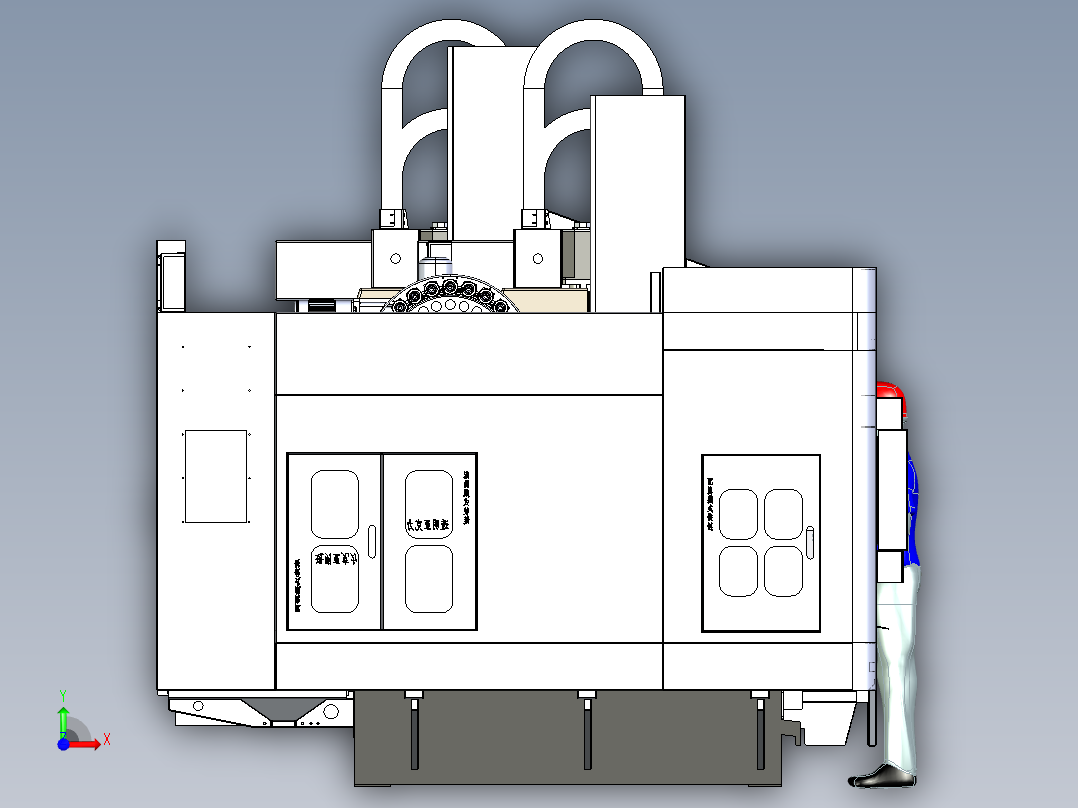 SHY-S6600-双工位双摆动主轴3+2加工中心前视图