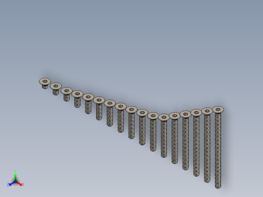 M3系列沉头内六角螺钉正等轴测缩略图
