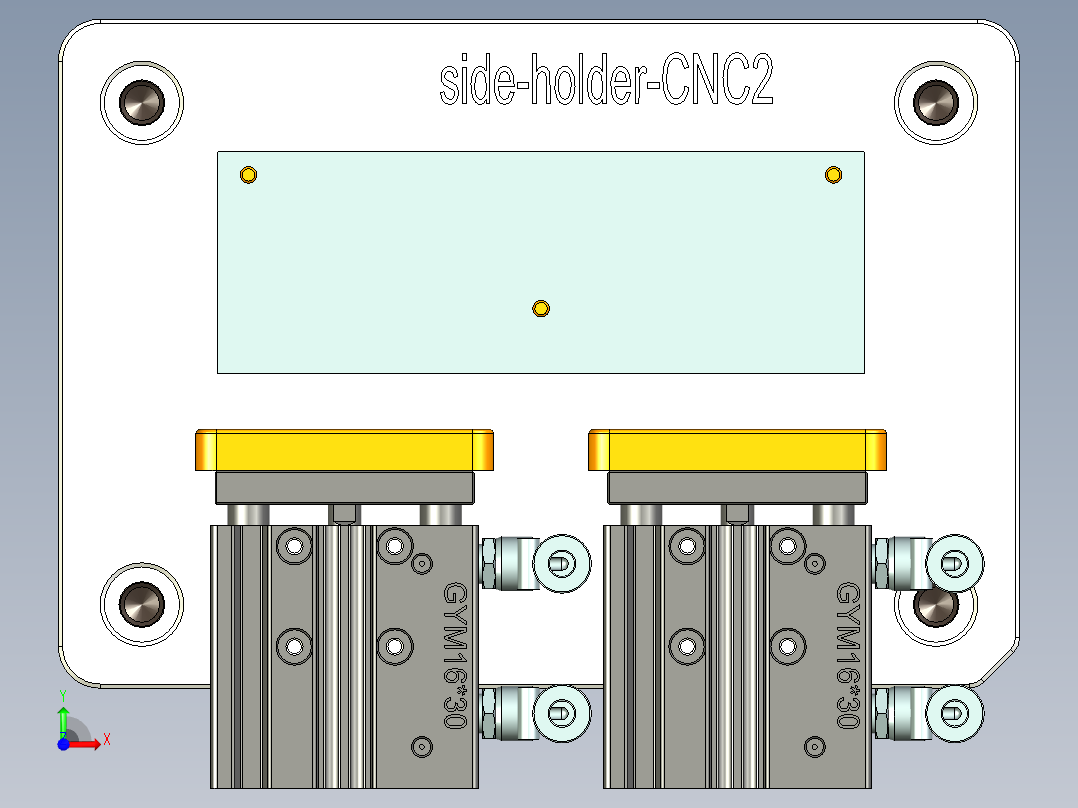 三轴小型不锈钢铰链支架落料CNC治具模型前视图