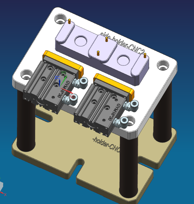 三轴小型不锈钢铰链支架落料CNC治具模型