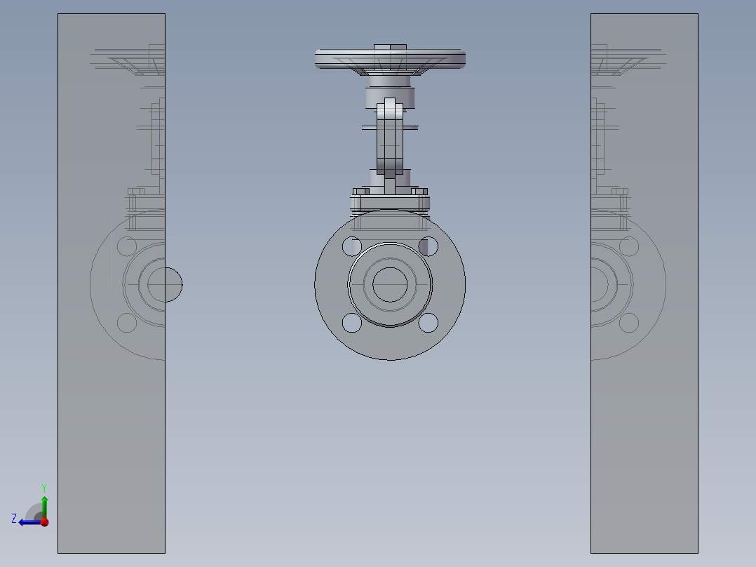 截止阀压凹模型右视图