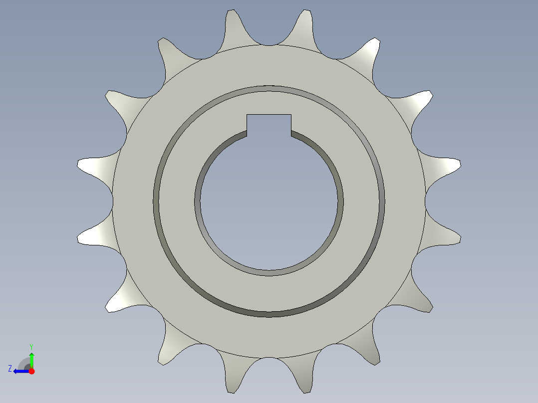 平移主轴链轮08B16齿右视图
