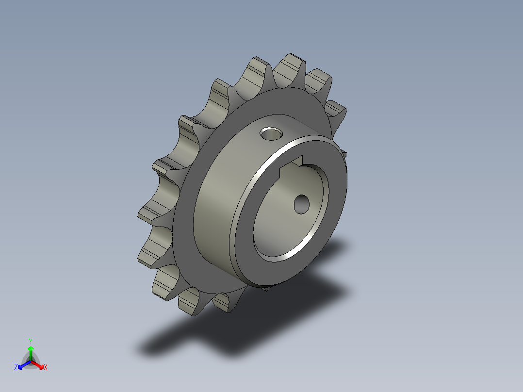 平移主轴链轮08B16齿正等轴测图