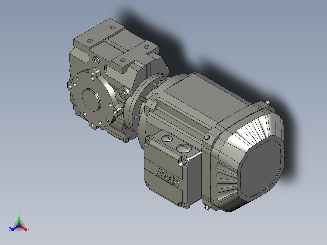 SA47DRN90S4-M5-180减速电机正等轴测图