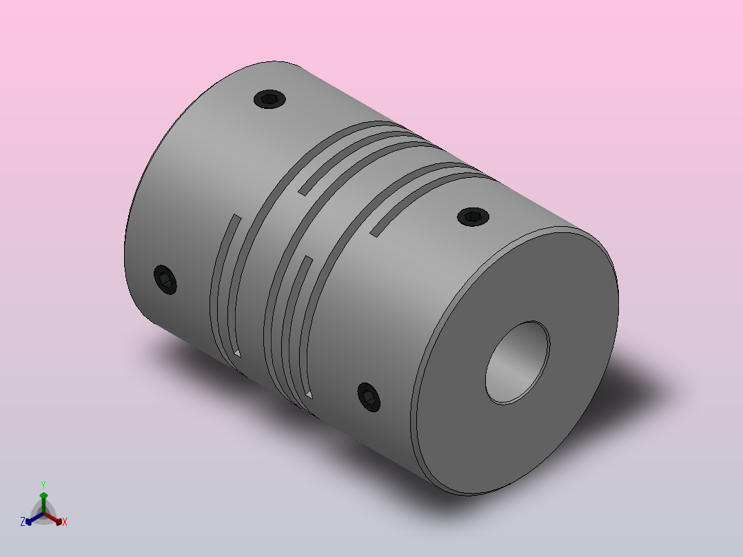 平行切缝联轴器JT[JT40-12-12]正等轴测图