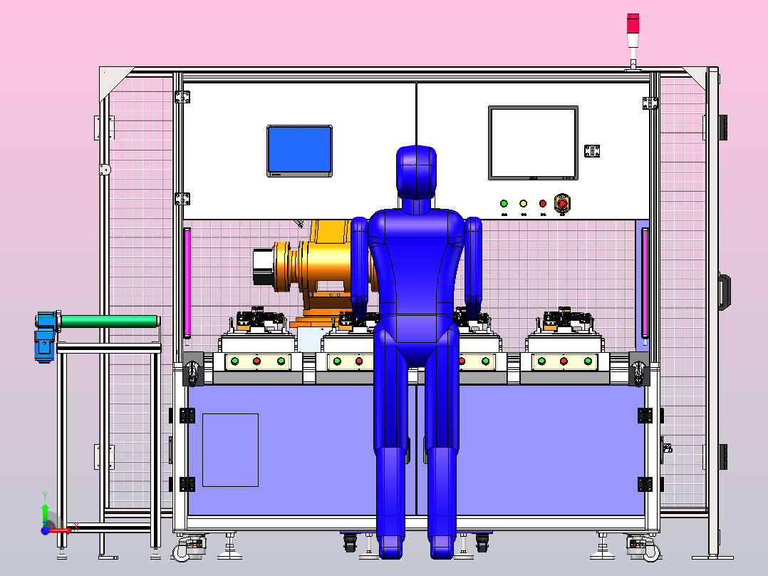 汽车接口测试设备，地轨机器人前视图