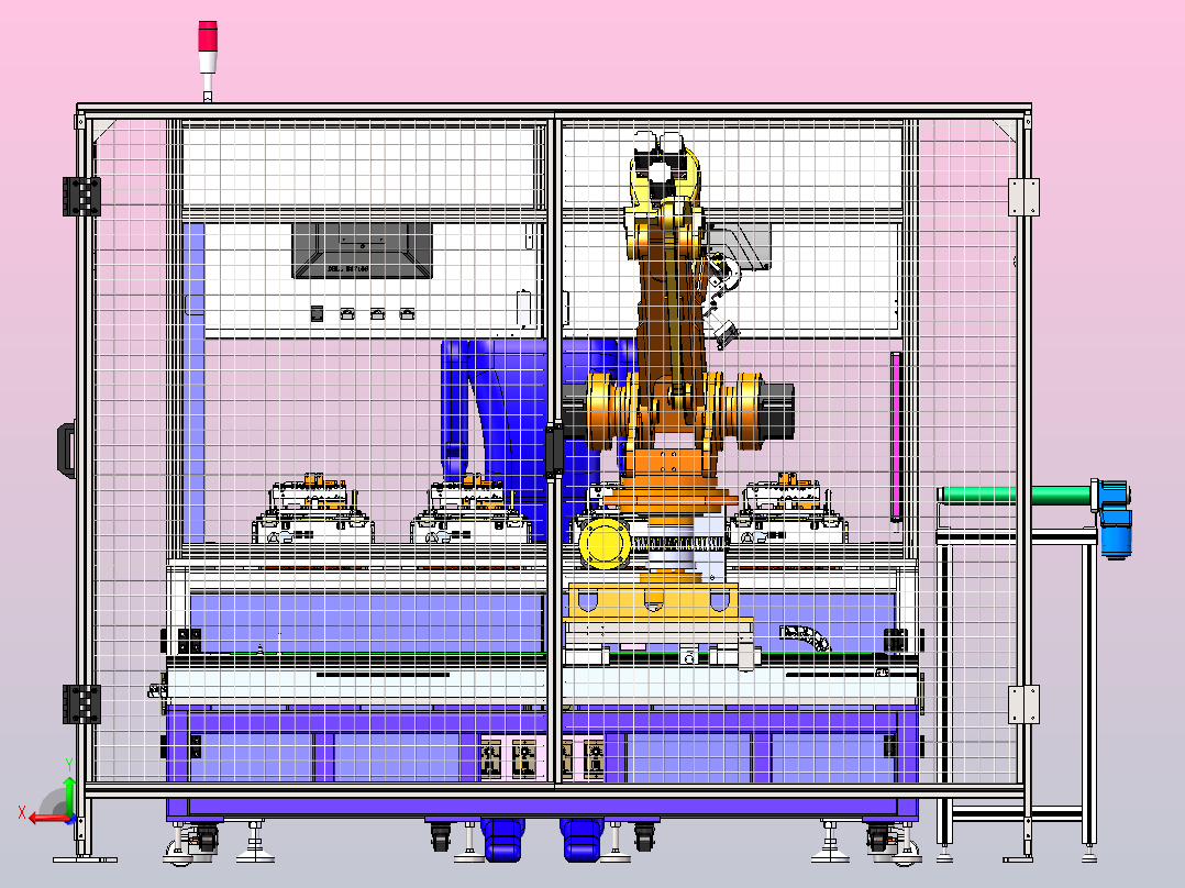 汽车接口测试设备，地轨机器人后视图