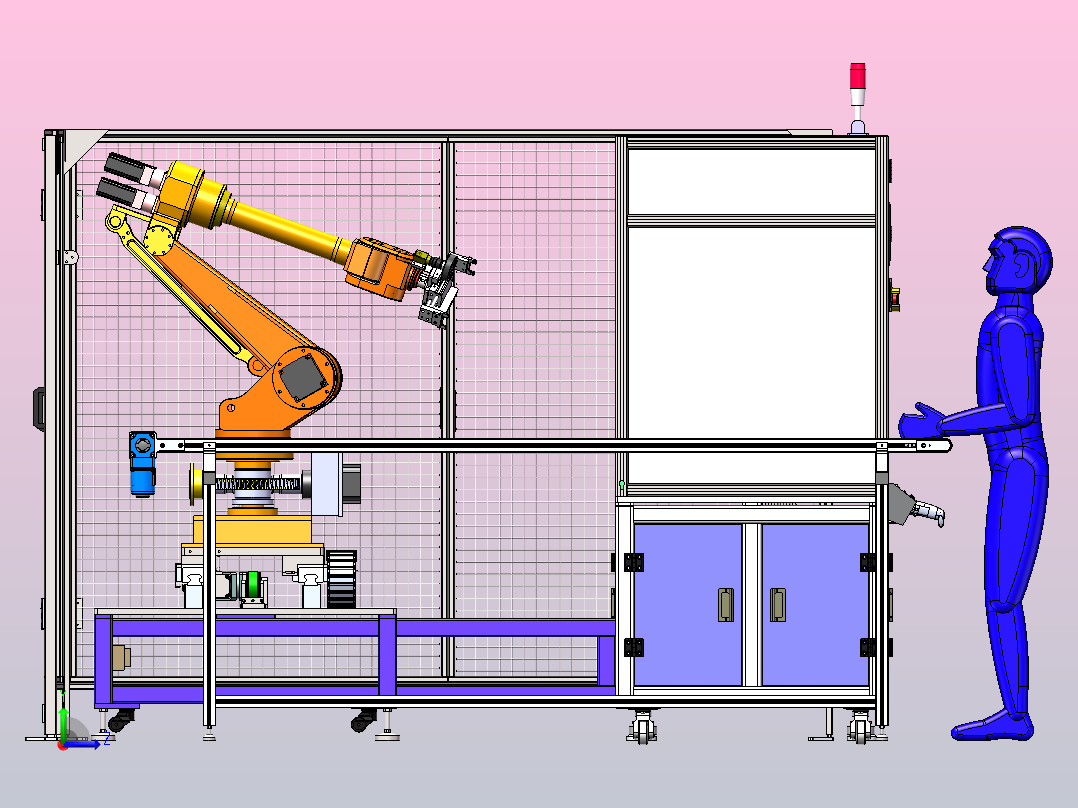 汽车接口测试设备，地轨机器人左视图